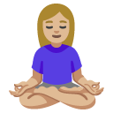 woman in lotus position: medium-light skin tone on Google