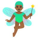 man fairy: medium-dark skin tone on Google