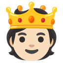 person with crown: light skin tone on Google