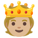 person with crown: medium-light skin tone on Google