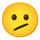 face with diagonal mouth on Google