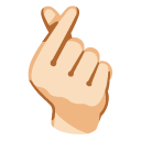 hand with index finger and thumb crossed: light skin tone on Google