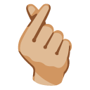 hand with index finger and thumb crossed: medium-light skin tone on Google