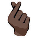 hand with index finger and thumb crossed: dark skin tone on Google