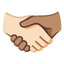 handshake: light skin tone, medium skin tone on Google