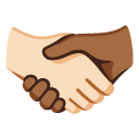 handshake: light skin tone, medium-dark skin tone on Google