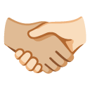 handshake: medium-light skin tone, light skin tone on Google
