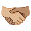 handshake: medium-light skin tone, medium skin tone on Google