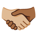 handshake: medium-light skin tone, medium-dark skin tone on Google