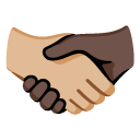 handshake: medium-light skin tone, dark skin tone on Google