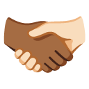 handshake: medium-dark skin tone, light skin tone on Google
