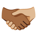 handshake: medium-dark skin tone, medium-light skin tone on Google