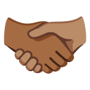 handshake: medium-dark skin tone, medium skin tone on Google