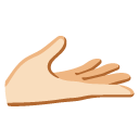 palm up hand: light skin tone on Google