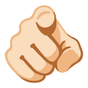 index pointing at the viewer: light skin tone on Google