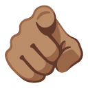 index pointing at the viewer: medium skin tone on Google