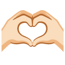 heart hands: light skin tone on Google