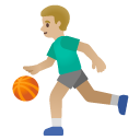 man bouncing ball: medium-light skin tone on Google