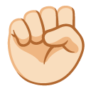 raised fist: light skin tone on Google