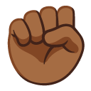 raised fist: medium-dark skin tone on Google