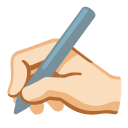 writing hand: light skin tone on Google