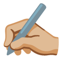 writing hand: medium-light skin tone on Google